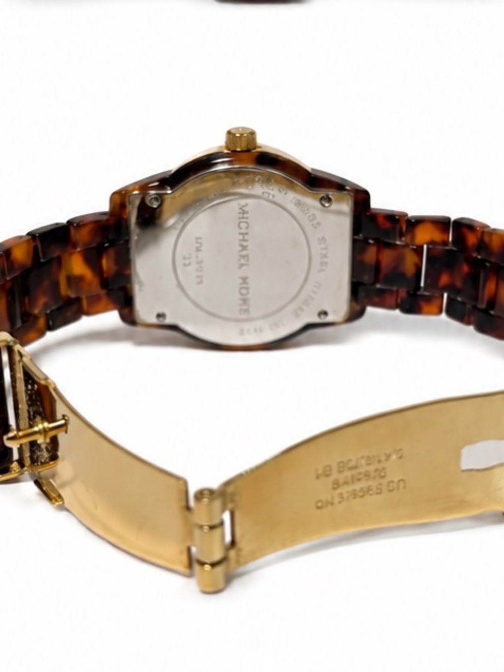 Michael Kors “Jet Set” Tortoise Shell Gold Diamond Chronograph Watch MK5038 - Picture 4 of 4